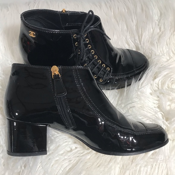 Authentic Chanel Interlocking CC Logo Lace-Up Bootie - Picture 6 of 9